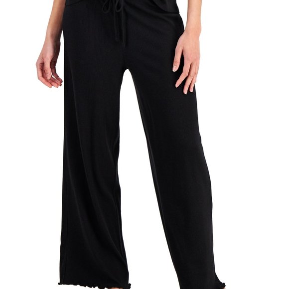 NWT JENNI Wide-Leg Pajama Lounge Pants Black - Picture 1 of 1